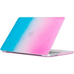 Mobigear Rainbow Matte MacBook Pro 16 Inch (2021-2026) Hoes Hardshell Laptopcover MacBook Case - Blauw / Roze - Model A2485 / A2780 / A2991 / A3186 / A3428 / A3429