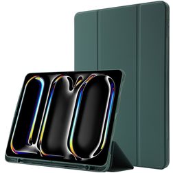 Mobigear Tri-Fold Gel iPad Pro 13 Inch (2024) Hoes TPU,Kunstleer Bookcase + Stylus Houder - Groen