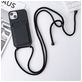Mobigear Lanyard Card iPhone 15 Plus Siliconen Hoesje met koord en Pasjeshouder - Zwart