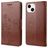 Mobigear Flowers iPhone 14 Hoesje Bookcase Portemonnee - Bruin