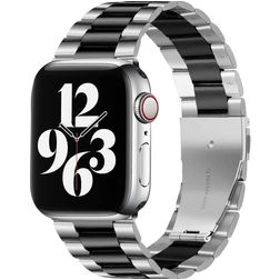 Mobigear Antwerp Stalen Apple Watch Bandje Vouwsluiting - 42/41/40/38 mm - Zwart / Zilver