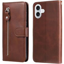 Mobigear Zipper iPhone 17 Hoesje Bookcase Portemonnee - Bruin
