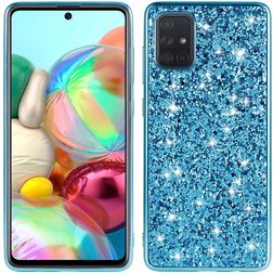 Mobigear Glitter Samsung Galaxy A73 Hoesje Hardcase Backcover - Blauw