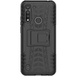 Mobigear Tire Motorola Moto G8 Power Lite Hoesje Hardcase Backcover Shockproof met Standaard - Zwart