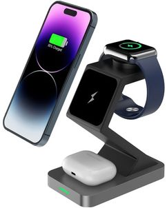 Mobigear MagTree 3in1 MagSafe Oplaadstation voor iPhone / AirPods en Apple Watch - Zwart