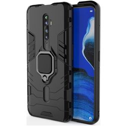Mobigear Armor Ring OPPO Reno2 Z Hoesje Hardcase Backcover Shockproof met Ringhouder - Zwart