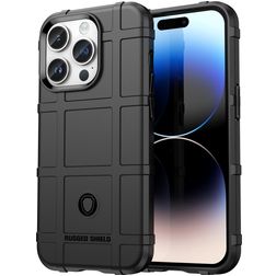 Mobigear Rugged Shield iPhone 15 Pro Max Hoesje Flexibel TPU Backcover Shockproof - Zwart