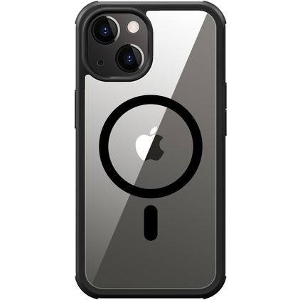 Valenta Full Cover iPhone 15 MagSafe Hoesje Gehard Glas Backcover Shockproof - Transparant / Zwart