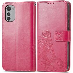 Mobigear Clover Motorola Moto E32s Hoesje Bookcase Portemonnee - Magenta