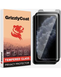 GrizzlyCoat Easy Fit AntiSpy iPhone 11 Pro Max Glazen Screenprotector Privacy - Case Friendly + Installatie Frame