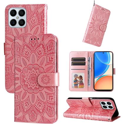 Mobigear Sunflower HONOR X8 Hoesje Bookcase Portemonnee - Magenta