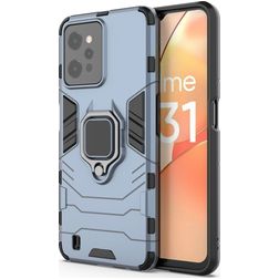 Mobigear Armor Ring Realme C31 Hoesje Hardcase Backcover Shockproof met Ringhouder - Blauw
