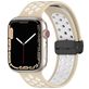 Mobigear Sport Plus Mag Siliconen Apple Watch Bandje Magneetsluiting - 42/41/40/38 mm - Wit / Beige