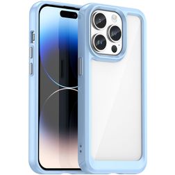Mobigear Crystal iPhone 15 Pro Max Hoesje Hardcase Backcover - Transparant / Blauw