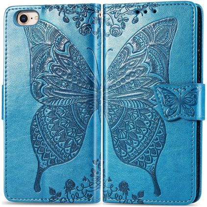 Mobigear Butterfly iPhone 17e Hoesje Bookcase Portemonnee - Blauw