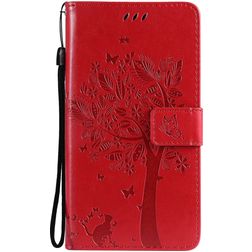 Mobigear Tree Samsung Galaxy S21 Hoesje Bookcase Portemonnee - Rood