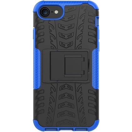 Mobigear Tire iPhone 8 Hoesje Hardcase Backcover Shockproof met Standaard - Zwart / Blauw