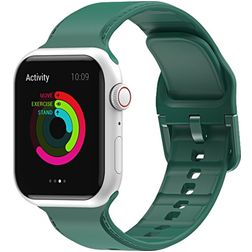 Mobigear Dashed Siliconen Apple Watch Bandje Gespsluiting - 42/41/40/38 mm - Groen