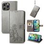 Mobigear Clover iPhone 15 Pro Max Hoesje Bookcase Portemonnee - Grijs