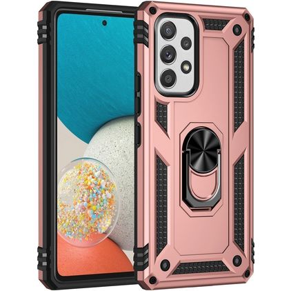 Mobigear Armor Ring Samsung Galaxy A53 Hoesje Hardcase Backcover Shockproof met Ringhouder - Roségoud