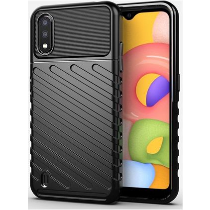 Mobigear Groove Samsung Galaxy A01 Hoesje Flexibel TPU Backcover - Zwart