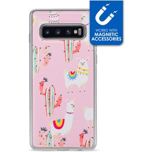 My Style Magneta Samsung Galaxy S10 Hoesje Flexibel TPU Backcover - Pink Alpaca