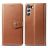 Mobigear Snap Button Samsung Galaxy S21 FE Hoesje Bookcase Portemonnee - Cognac