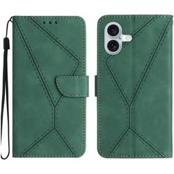 Mobigear Stitch iPhone 17 Hoesje Bookcase Portemonnee - Groen