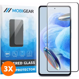 Mobigear Premium Xiaomi Redmi Note 12 Pro Glazen Screenprotector - Case Friendly - Zwart (3-Pack)