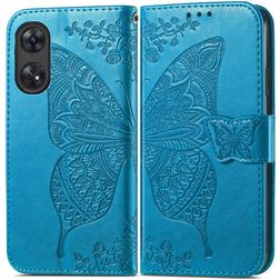 Mobigear Butterfly OPPO Reno 8T 4G Hoesje Bookcase Portemonnee - Blauw