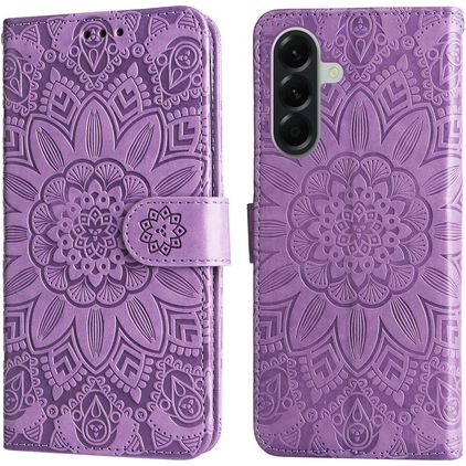 Mobigear Sunflower Samsung Galaxy A57 Hoesje Bookcase Portemonnee - Paars