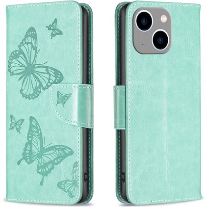 Mobigear Butterfly iPhone 15 Plus Hoesje Bookcase Portemonnee - Groen