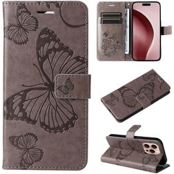 Mobigear Butterfly iPhone 16 Pro Hoesje Bookcase Portemonnee - Grijs