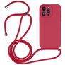 Mobigear Lanyard iPhone 14 Pro Siliconen Hoesje met koord - Bordeaux Rood