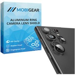 Mobigear Single Samsung Galaxy S23 Ultra Glazen Camera Lens Protector - Case Friendly - Zwart