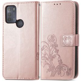 Mobigear Clover Motorola Moto G50 Hoesje Bookcase Portemonnee - Roségoud