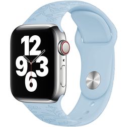 Mobigear Sport Flowers Siliconen Apple Watch Bandje Druksluiting - 42/41/40/38 mm - Babyblauw