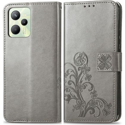 Mobigear Clover Realme C35 Hoesje Bookcase Portemonnee - Grijs