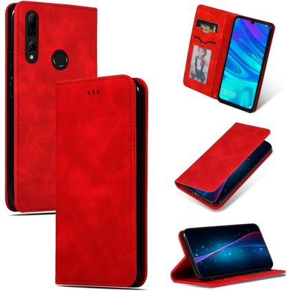 Mobigear Retro Slim Huawei P Smart Plus (2019) Hoesje Bookcase - Rood