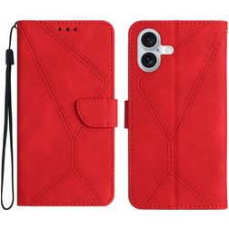 Mobigear Stitch iPhone 17 Hoesje Bookcase Portemonnee - Rood