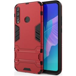 Mobigear Armor Stand Huawei P40 Lite E Hoesje Hardcase Backcover Shockproof met Standaard - Rood