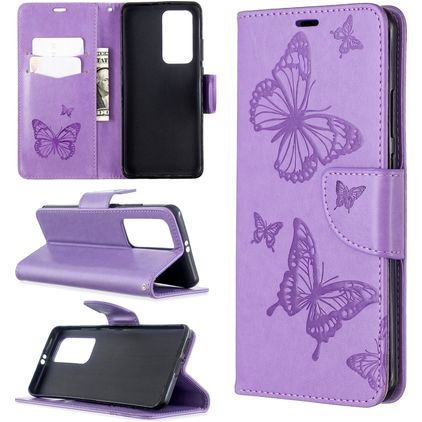 Mobigear Butterfly Huawei P40 Pro Hoesje Bookcase Portemonnee - Paars