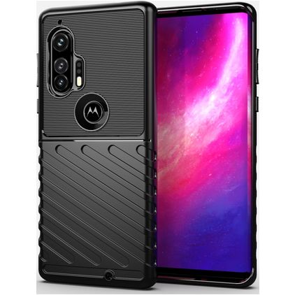 Mobigear Groove Motorola Edge Plus Hoesje Flexibel TPU Backcover - Zwart