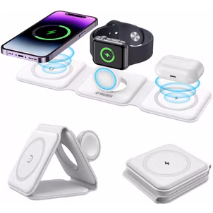 Valenta 3-in-1 Draadloze lader Qi Wireless 1.5 Meter - Wit