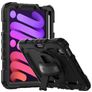 Mobigear SureGrip Xtreme iPad Mini 7 (2024) Hoes Hard Kunststof,Siliconen Backcover + Stylus Houder + Schouderband + Standaard - Zwart