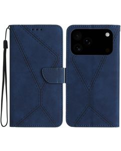 Mobigear Stitch iPhone 18 Pro Hoesje Bookcase Portemonnee - Blauw