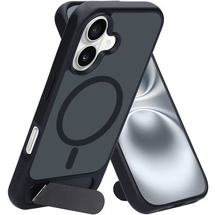 Mobiparts Hardcover iPhone 16 MagSafe Hoesje Hardcase Backcover met Standaard - Satin Black