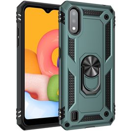 Mobigear Armor Ring Samsung Galaxy A01 Hoesje Hardcase Backcover Shockproof met Ringhouder - Groen