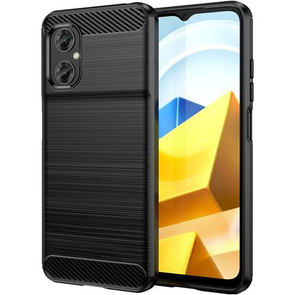Mobigear Brushed Slim POCO M5 Hoesje Flexibel TPU Backcover - Zwart