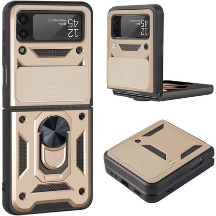 Mobigear Armor Ring Samsung Galaxy Z Flip 3 Hoesje Hardcase Backcover Shockproof met Ringhouder - Goud